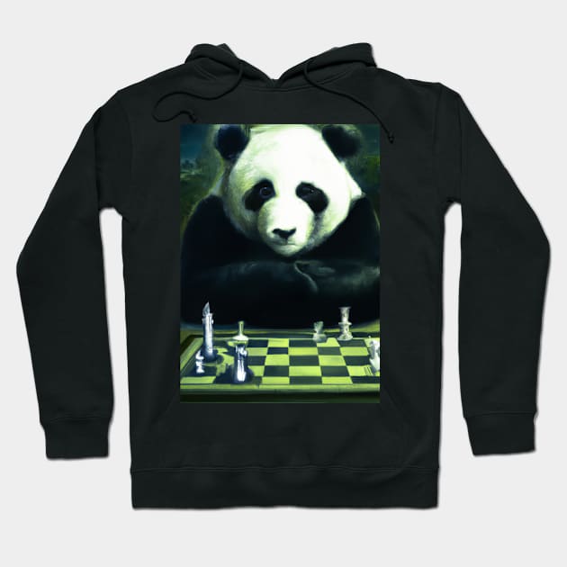 Panda Plays Chess Hoodie by maxcode